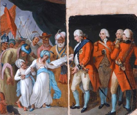 Mather Brown Mather brown lord cornwallis receiving the sons of ipu as hostages china oil painting image